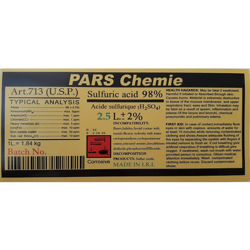 اسید سولفوریک 98% پارس شیمی