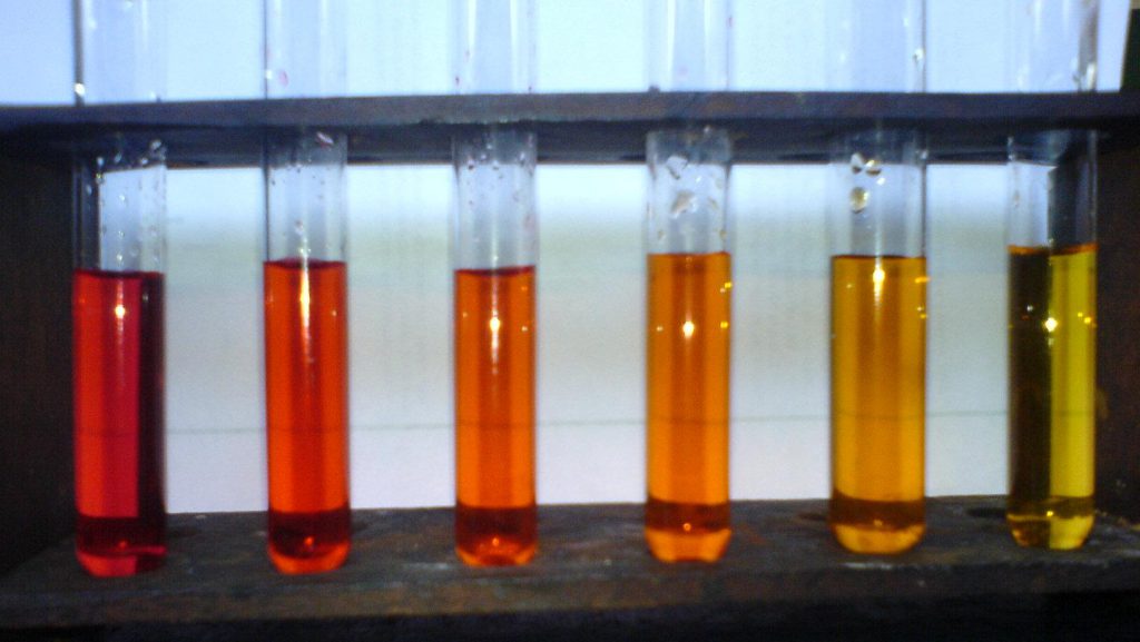 تغییر رنگ متیل اورانژ در محلول های اسیدی